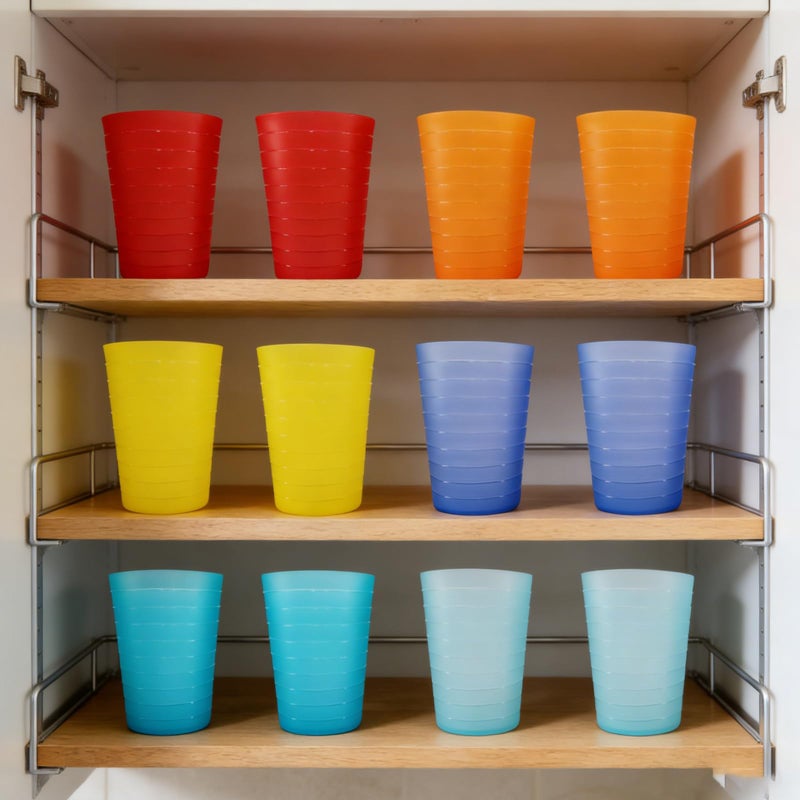 YUYUHUA 22-ounce Plastic Tumblers Unbreakable BPA Free Dishwasher Safe Set of 12 in Multicolors Reusable Drinking Cups - Image 2